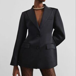 The Frankie Shop Colette Hourglass Satin Blazer - Black